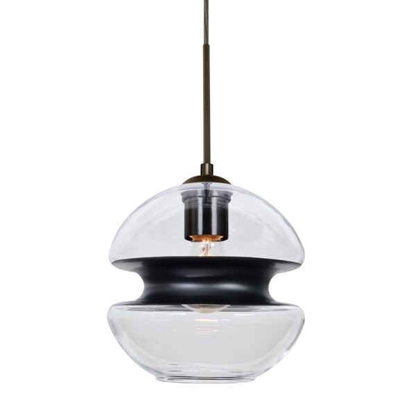 Besa Lighting Hula 8 Cord Pendant, Clear/Black, Bronze Finish, 1x60W Incandescent 1JT-HULA8BK-BR - main